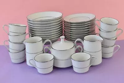 Buy Noritake Tea Set 33 Pieces Tahoe 2585 Fine White China Cups Saucers Jugs & More • 39.99£