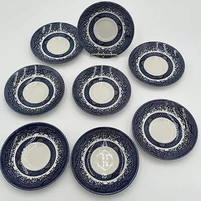 Buy Churchill England Blue Willow 5.5  Saucer Blue & White China Lot Of 8 • 34.53£