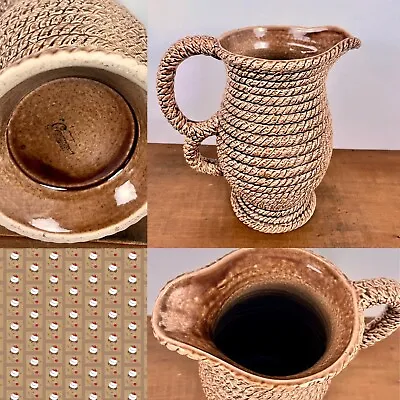 Buy Vintage Govancroft Pottery Jug Vase Pitcher Glasgow Rope Ceramic Brown Glazed • 28.99£