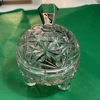 Buy Vintage Crystal Glass Lidded Pedestal Bowl Bon Bon / Trinket Dish Apple  • 15£