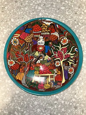 Buy Beautiful Vintage Mexican Talavera Folk Art Hand Painted Terracotta Wall Plate • 28.50£
