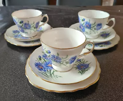 Buy Royal Vale Cornflower Bone China 3 X Trios (cup, Saucer, Plate) – 9 Pieces • 19.99£