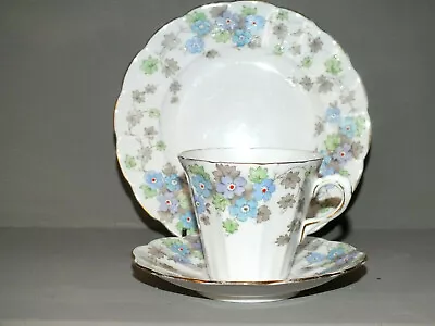Buy Lovely Tuscan Art Deco Bone China Trio Cup Saucer Tea Plate Forget Me Nots • 7.99£