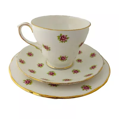 Buy Vintage Duchess Rosebud Tea Cup Saucer Side Plate Trio Set Bone China White Pink • 18.99£