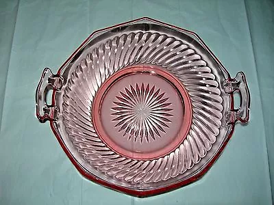 Buy Pink Depression Glass Serving Bowl Double Handled Scalloped Edge 9  Diameter • 13.20£