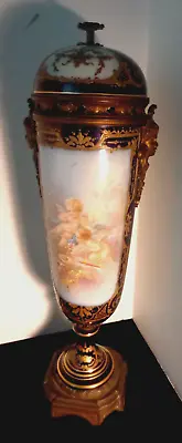 Buy C1890 French Sevres Porcelain Gilt Metal Mounted Vase Urn W/Hand Painted Putti • 450.70£