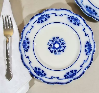 Buy Set Of 2 Antique W.H. Grindley LORNE Flow Blue 7 7/8  Salad Plates, England • 19.13£