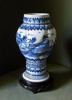 Buy Rare Hand-Painted Boch Frères Keramis Chinoiserie Delft Vase. Late 19th Century. • 130£