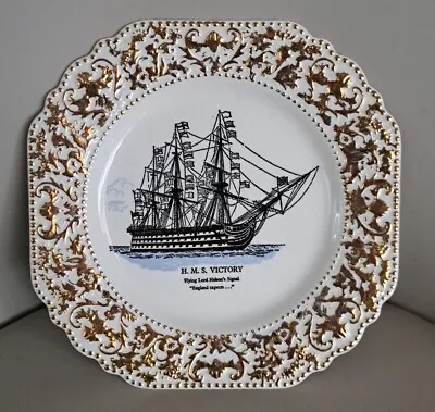 Buy Lord Nelson Pottery Plate H.M.S.Victory Embossed Gilding 22 Cm Wide • 4.99£