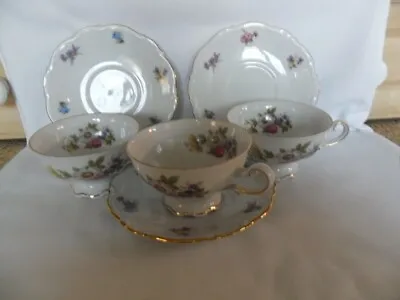Buy Mitterteicht Bavaria 3 Tea Cups And Saucers  Meissen Floral  • 10£