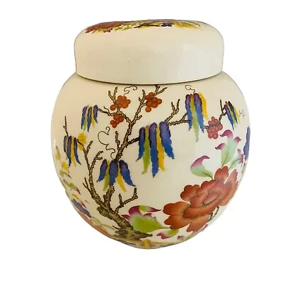 Buy Vintage Sadler Ginger Jar With Lid Oriental Blossom Trees Porcelain Vase 12cm • 8.13£