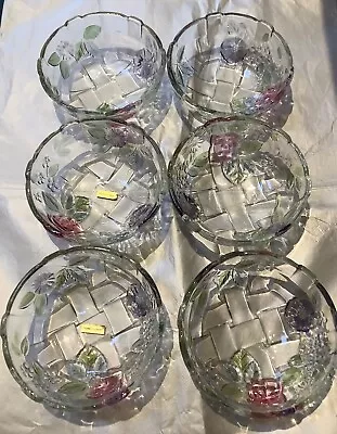 Buy Vintage Glass Fruit Bowls Set Of 6 - 13cm Diameter Hand Painted Made In Japan  • 19.79£