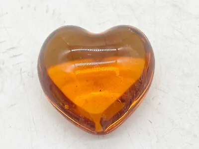 Buy VINTAGE SIGNED Baccarat Amber/Cognac Colored Crystal Puffy Heart Paperweight • 9.99£