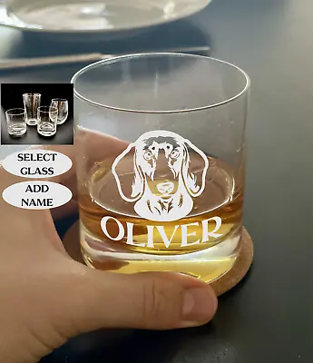 Buy DACHSHUND Face ENGRAVED On Glassware, ADD NAME, Dog Lover, New Puppy • 21.69£