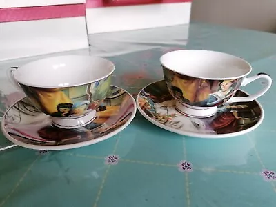 Buy Tea  Cups, Coffee Cups & Saucers Set. Set Of 4 Pieces, 2Cups&2 Saucers. Ceramic  • 14.99£
