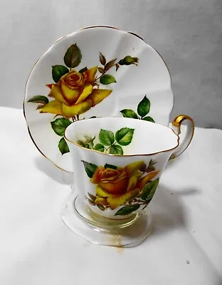 Buy Adderley Fine Bone China Teacup And Saucer England Minerve Pattern Yellow Rose • 12.24£