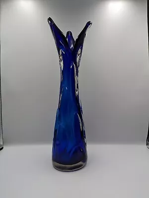 Buy Vintage Bohemian Large Glass Vase By Jan Beranek, Skrdlovice Colbalt Blue 1960’s • 89.98£