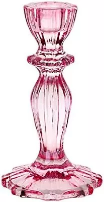 Buy Pink Glass Candlestick Holder | Decorative Taper Candle Stand For Indoor Or Out • 18.11£