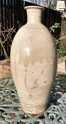 Buy Jim Malone Fine And Very Large Incised Ash Glazed Studio Pottery Stoneware Vase • 495£