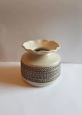Buy Vintage Purbeck Stoneware Pottery Vase Ruffled Rim Unusual  • 4.99£