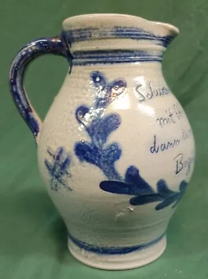 Buy Old Vintage German Blue Salt Glaze Stoneware Pottery Pitcher Germany  • 61.64£