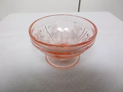 Buy 1935 Federal Depression Glass Sharon Cabbage Rose Pink Footed Sherbert Dish MINT • 14.21£