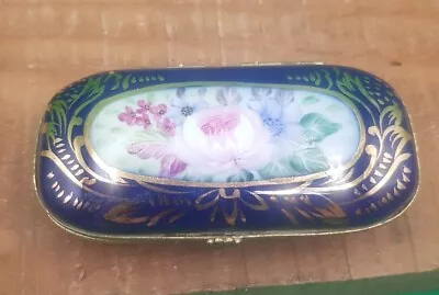 Buy Vintage Porcelain Trinket Box, Limoges Blue And Gold • 19.99£