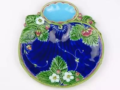 Buy Antique Victorian Minton Majolica Pottery Strawberry Plate • 45£