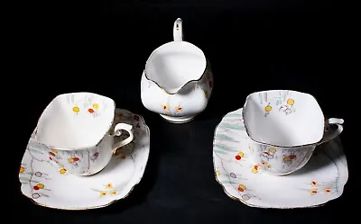 Buy Art Deco Royal Standard China Tudor Shape 2 Cups & Saucers, Jug • 15£