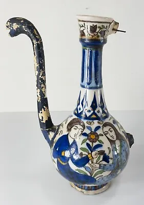 Buy Antique Indian Or Persian Iznik Style Ottoman Pottery Wine Pitcher Ewer As Is • 300.16£
