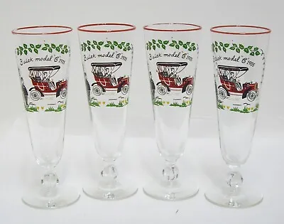 Buy 4 Libbey Pilsner Champagne Glasses Horseless Carriage Pattern 1905 Buick Model C • 27.49£