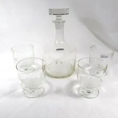 Buy Toscany Decanter And 4 Glasses With Ship Design Hand Blown • 58.49£