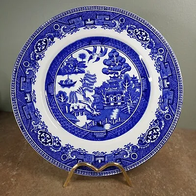 Buy Vintage, Alfred Meakin, Old Willow Pattern 25cm Dinner Plate In Blue & White • 5.95£