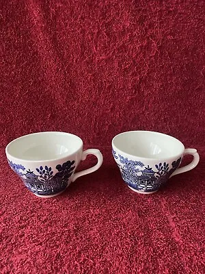 Buy Vintage Churchill England Blue Willow Georgian Shape Tea Cup Only Set Of 2 • 8£