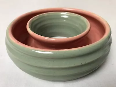 Buy Lovatts Stoneware Posy Bowl Round 6” Diam Ribbed Green/Pink Original Condition • 7.49£