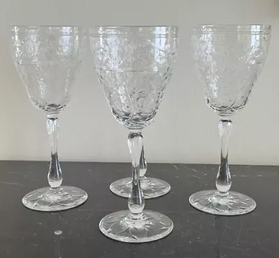 Buy Webb Corbett Of England Set Of 4 Elegant 8 1/4  Tall Floral Engraved Glasses  * • 171.93£