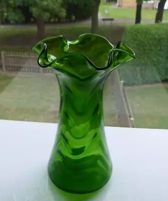 Buy Antique Victorian Art Glass Ruffle Rim Ripple Vase • 20£