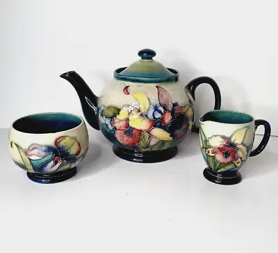 Buy Antique Moorcroft Pottery Rare Tea Set Teapot Cups Orchids England 1920s Or 30s • 576.43£