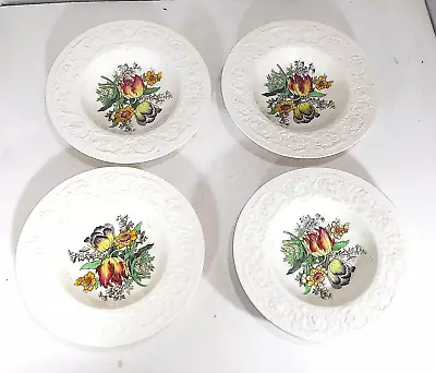 Buy 4 Booths Silicon China, Corinthian Larkspur, Soup Bowls, Dresden Flower Style • 26.56£