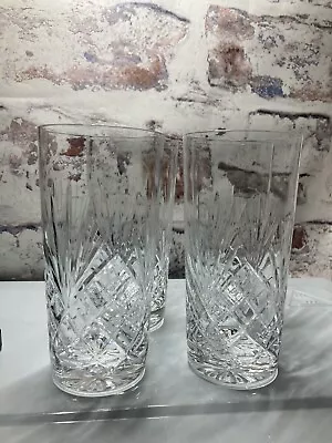 Buy Clear Lead Crystal Highball Tall Tumbler Glasses Set Of 4 Gin Soda Barware • 22£