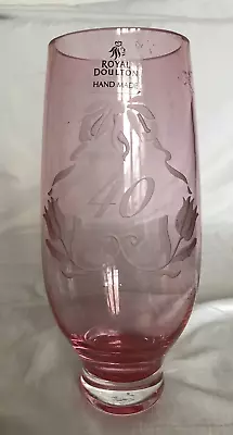 Buy Handmade Royal Doulton 40th Anniversary Pink Glass Vase, Pre-owned • 16£