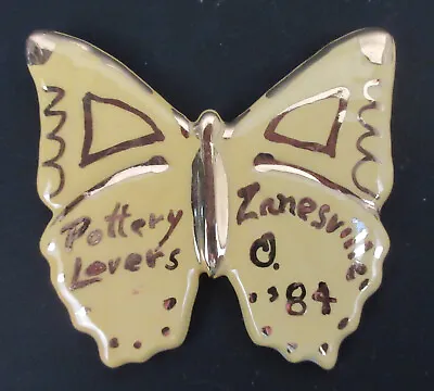 Buy Studio American Art Pottery Lovers 1984 Souvenir Zanesville Butterfly #1 Signed • 18.90£
