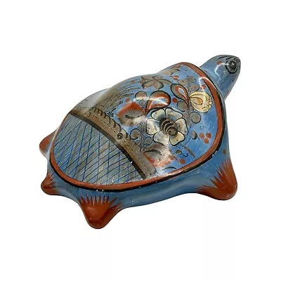 Buy Tonala Pottery Turtle - Large Hand Painted Mexico Signed By Artist C. Rivera • 130.92£