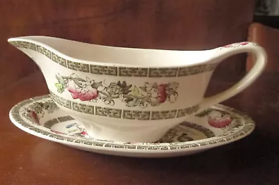Buy Vintage JOHNSON BROTHERS INDIAN TREE Gravy Boat / Sauce Jug And Saucer • 4.99£