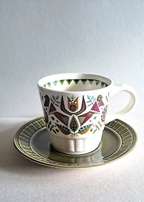 Buy Very Sweet Palissy Ceramics Vintage Demitasse Cup And Its Olive Green Saucer • 6.20£