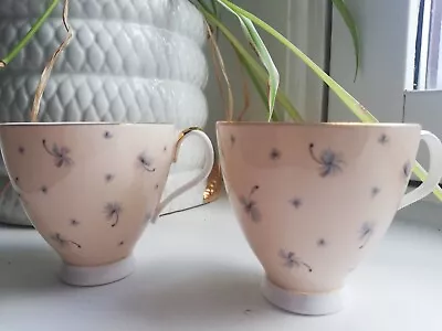 Buy Royal Albert Will O' The Wisp Cups X 2 Salmon Pink Grey Floral Replacement  • 18.99£
