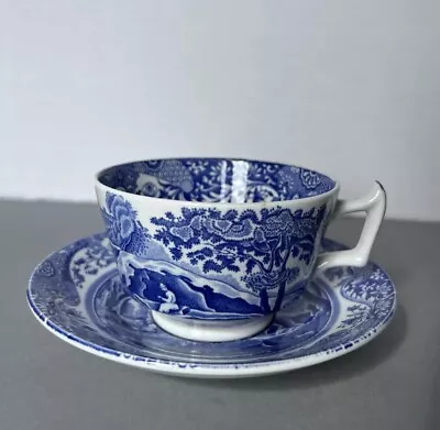 Buy Spode England Italian Blue & White Tea Cup & Saucer Design C1816 BONE CHINA VGC • 15£