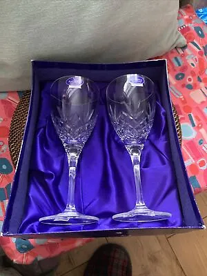 Buy PAIR OF ROYAL DOULTON CRYSTAL MONIQUE LARGE WINE GLASSES With Box VGC • 38£