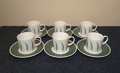 Buy 12 Piece Coffee Set Susie Cooper Green Spiral Fern 6 Coffee Cups & 6 Saucers • 19.99£
