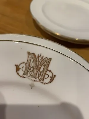 Buy Set 3 Gilt Gold M Initial Monogram English Plate ? T.Goode Minton Porcelain?  7” • 14.99£